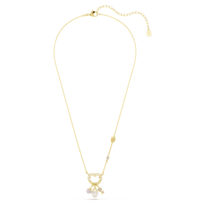 Pendentif Idyllia : tailles variées, cœur, clé, rose, plaqué or Pendentif Idyllia : tailles variées, cœur, clé, rose, plaqué or