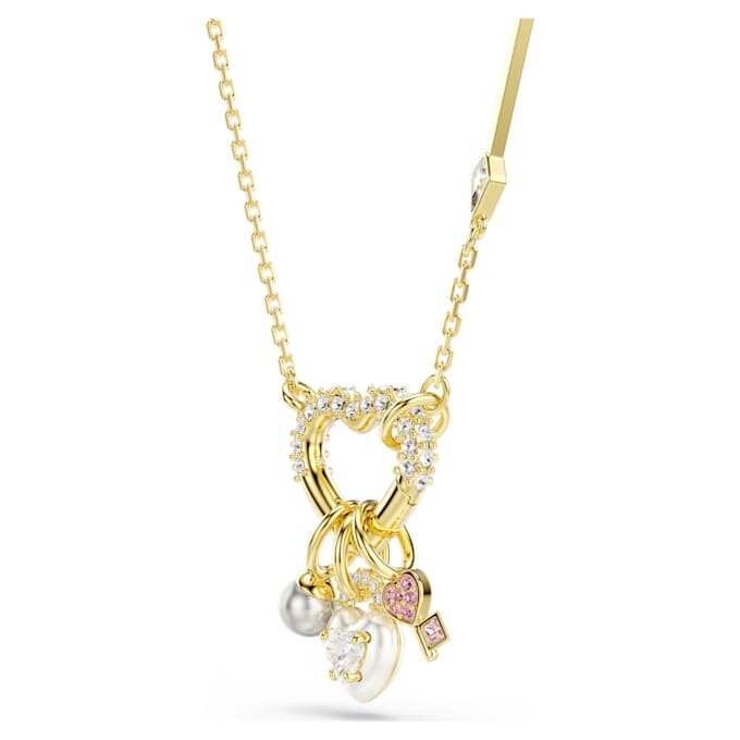 Pendentif Idyllia : tailles variées, cœur, clé, rose, plaqué or Pendentif Idyllia : tailles variées, cœur, clé, rose, plaqué or