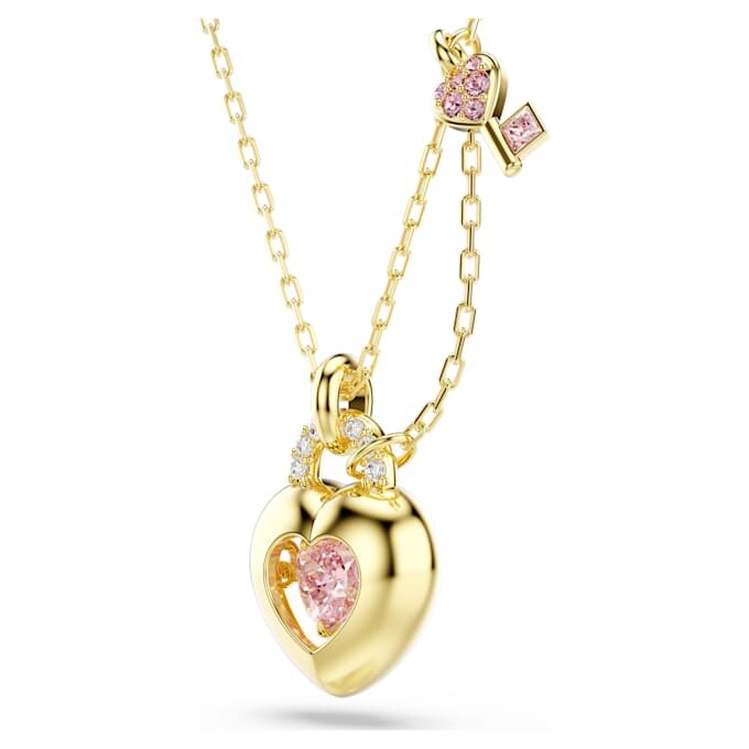 Pendentif Idyllia : tailles variées, cœur, clé, rose, plaqué or Pendentif Idyllia : tailles variées, cœur, clé, rose, plaqué or