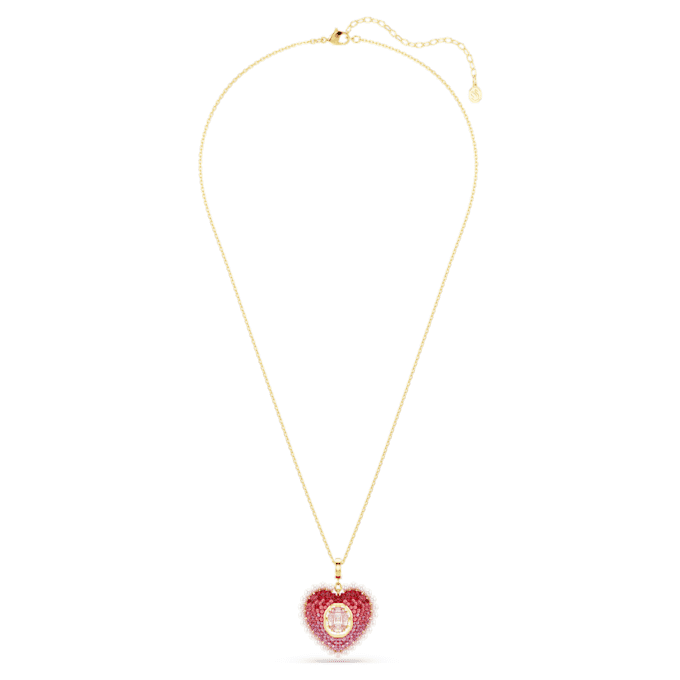Pendentif Idyllia, tailles variées, cœur, rose, plaqué or Pendentif Idyllia, tailles variées, cœur, rose, plaqué or