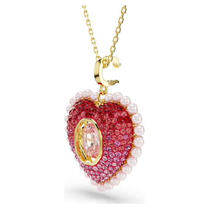 Pendentif Idyllia, tailles variées, cœur, rose, plaqué or Pendentif Idyllia, tailles variées, cœur, rose, plaqué or