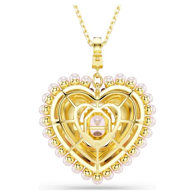 Pendentif Idyllia, tailles variées, cœur, rose, plaqué or Pendentif Idyllia, tailles variées, cœur, rose, plaqué or