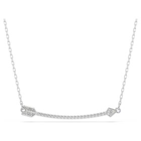 Pendentif Idyllia, tailles variées, flèche, blanc, plaqué rhodium