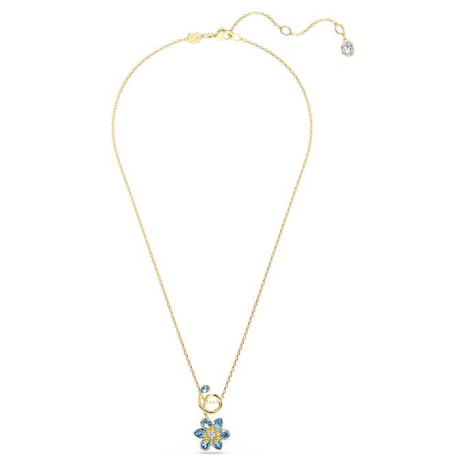 Pendentif Idyllia, tailles variées, fleur, bleu, plaqué or Pendentif Idyllia, tailles variées, fleur, bleu, plaqué or