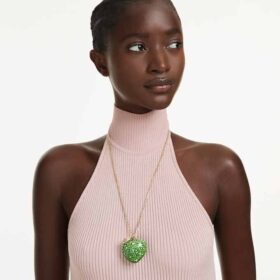 Pendentif Idyllia, tailles variées, pomme, vert, plaqué or