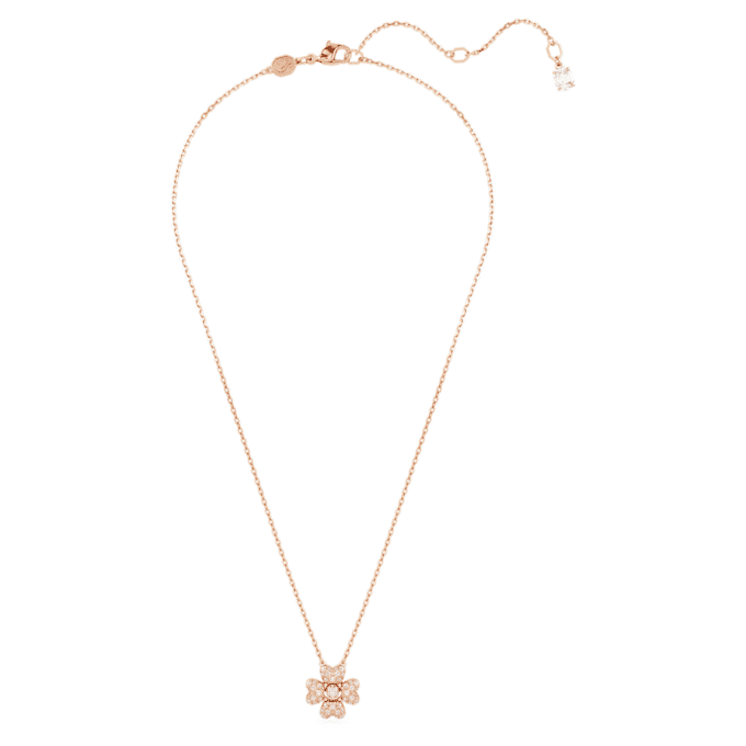 Pendentif Idyllia « Trèfle », blanc, plaqué or rose Pendentif Idyllia « Trèfle », blanc, plaqué or rose