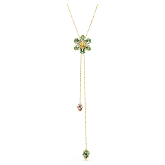 Pendentif Idyllia Y, tailles variées, fleur, multicolore, plaqué or Pendentif Idyllia Y, tailles variées, fleur, multicolore, plaqué or