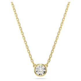 Pendentif Imber, taille ronde, blanc, plaqué or