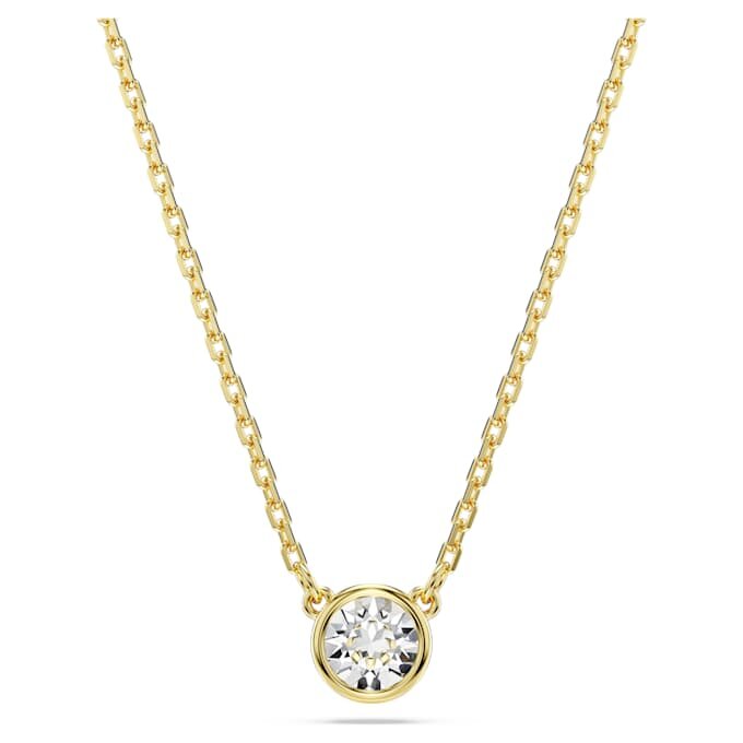 Pendentif Imber, taille ronde, blanc, plaqué or Pendentif Imber, taille ronde, blanc, plaqué or