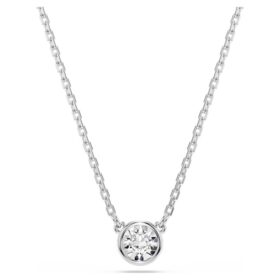 Pendentif Imber, taille ronde, blanc, plaqué rhodium