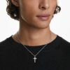 Pendentif Insigne Pavé, croix, blanc, plaqué rhodium Pendentif Insigne Pavé, croix, blanc, plaqué rhodium