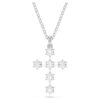 Pendentif Insigne, taille ronde, croix, blanc, plaqué rhodium Pendentif Insigne, taille ronde, croix, blanc, plaqué rhodium
