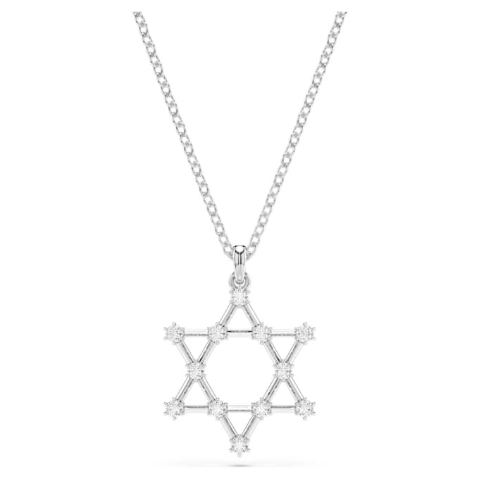 Pendentif Insigne, taille ronde, étoile, blanc, plaqué rhodium Pendentif Insigne, taille ronde, étoile, blanc, plaqué rhodium