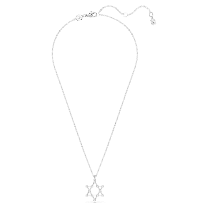 Pendentif Insigne, taille ronde, étoile, blanc, plaqué rhodium Pendentif Insigne, taille ronde, étoile, blanc, plaqué rhodium
