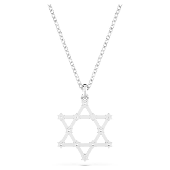 Pendentif Insigne, taille ronde, étoile, blanc, plaqué rhodium Pendentif Insigne, taille ronde, étoile, blanc, plaqué rhodium
