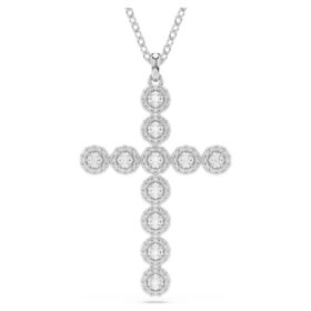 Pendentif Insigne, tailles variées, croix, blanc, plaqué rhodium