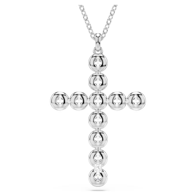 Pendentif Insigne, tailles variées, croix, blanc, plaqué rhodium Pendentif Insigne, tailles variées, croix, blanc, plaqué rhodium