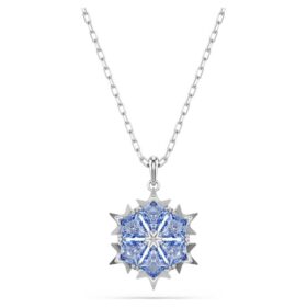 Pendentif « Magic » en forme de flocon de neige, bleu, plaqué rhodium Pendentif « Magic » en forme de flocon de neige, bleu, plaqué rhodium