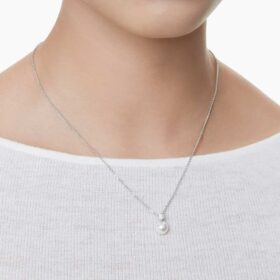Pendentif Matrix « Crystal Pearl », taille ronde, blanc, plaqué rhodium
