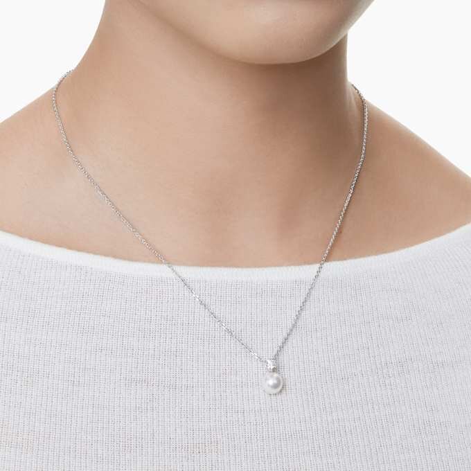 Pendentif Matrix « Crystal Pearl », taille ronde, blanc, plaqué rhodium Pendentif Matrix « Crystal Pearl », taille ronde, blanc, plaqué rhodium