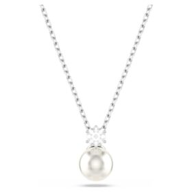 Pendentif Matrix « Crystal Pearl », taille ronde, blanc, plaqué rhodium