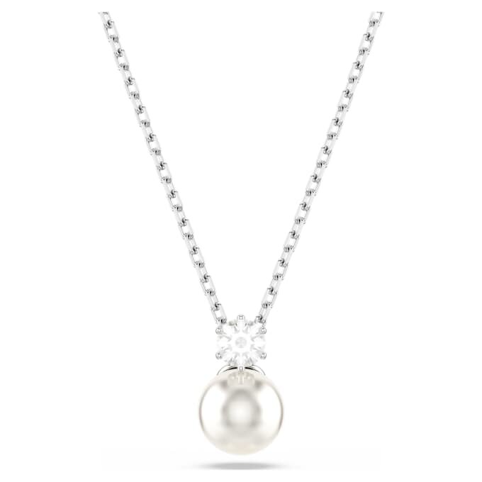 Pendentif Matrix « Crystal Pearl », taille ronde, blanc, plaqué rhodium Pendentif Matrix « Crystal Pearl », taille ronde, blanc, plaqué rhodium