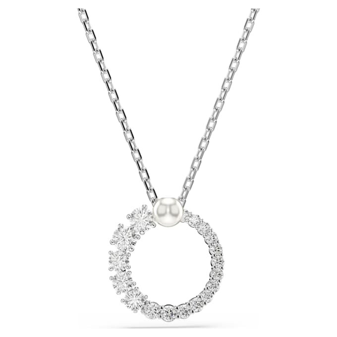 Pendentif Matrix « Crystal Pearl », taille ronde, blanc, plaqué rhodium Pendentif Matrix « Crystal Pearl », taille ronde, blanc, plaqué rhodium