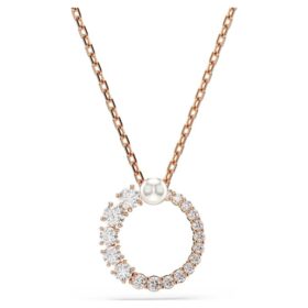 Pendentif Matrix Perle de cristal, taille ronde, blanc, plaqué or rose