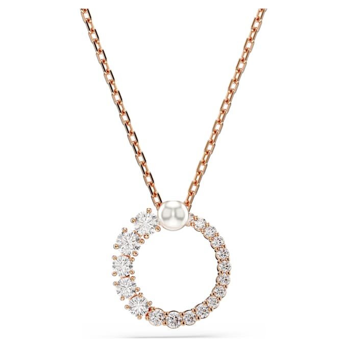 Pendentif Matrix Perle de cristal, taille ronde, blanc, plaqué or rose Pendentif Matrix Perle de cristal, taille ronde, blanc, plaqué or rose