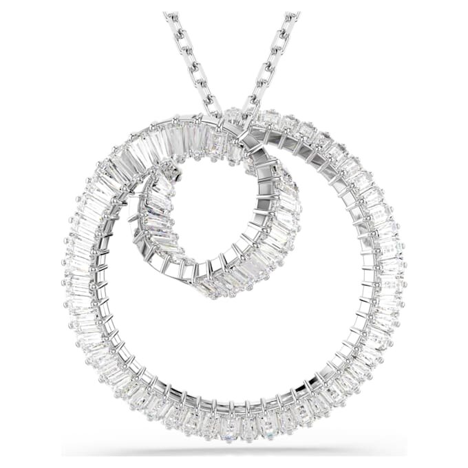 Pendentif Matrix taille baguette, blanc, plaqué rhodium Pendentif Matrix taille baguette, blanc, plaqué rhodium