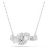 Pendentif Matrix taille baguette, nœud, blanc, plaqué rhodium Pendentif Matrix taille baguette, nœud, blanc, plaqué rhodium