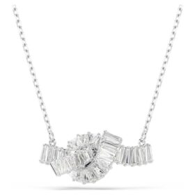 Pendentif Matrix taille baguette, nœud, blanc, plaqué rhodium