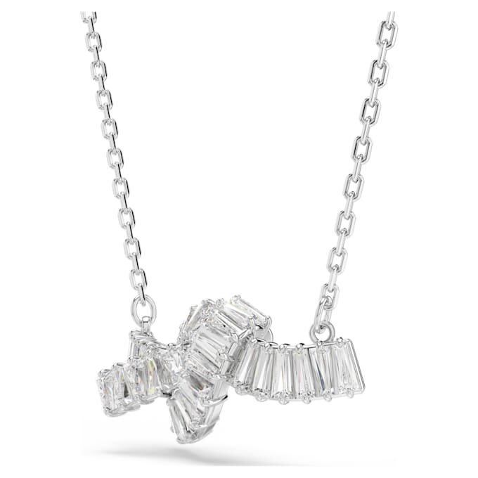 Pendentif Matrix taille baguette, nœud, blanc, plaqué rhodium Pendentif Matrix taille baguette, nœud, blanc, plaqué rhodium