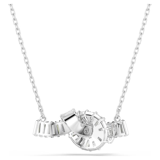 Pendentif Matrix taille baguette, nœud, blanc, plaqué rhodium Pendentif Matrix taille baguette, nœud, blanc, plaqué rhodium