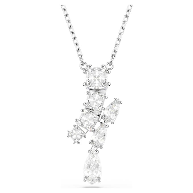 Pendentif Matrix à tailles variées, blanc, plaqué rhodium Pendentif Matrix à tailles variées, blanc, plaqué rhodium