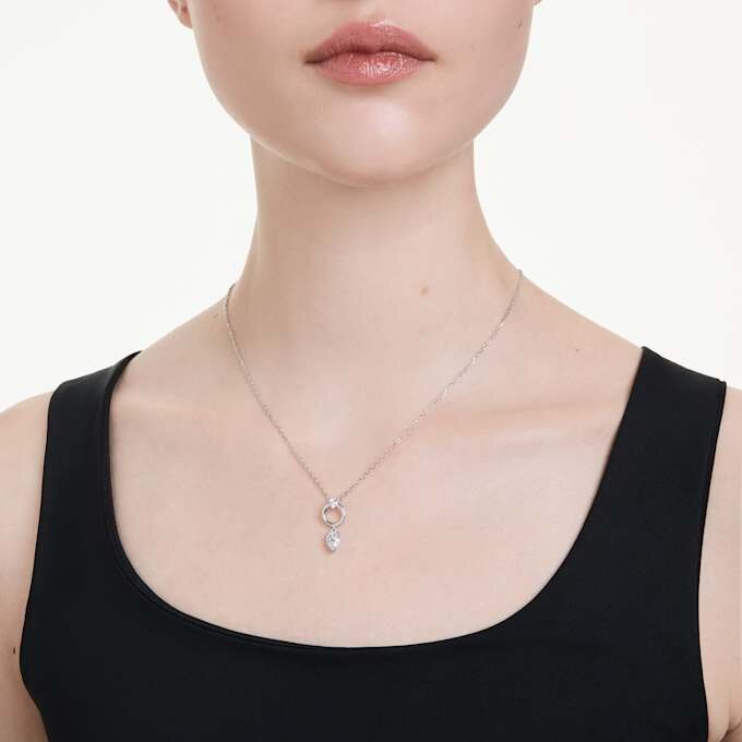 Pendentif Mesmera, taille poire, blanc, plaqué rhodium Pendentif Mesmera, taille poire, blanc, plaqué rhodium