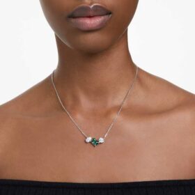 Pendentif Mesmera, tailles variées, vert, plaqué rhodium