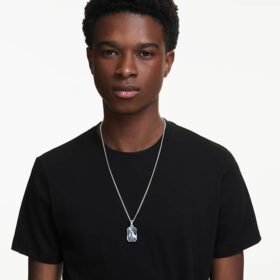 Pendentif Millenia taille octogonale, blanc, plaqué rhodium