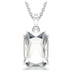 Pendentif Millenia taille octogonale, blanc, plaqué rhodium