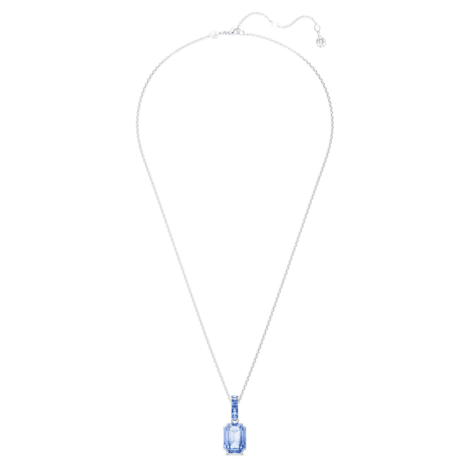 Pendentif Millenia, taille octogonale, bleu, plaqué rhodium Pendentif Millenia, taille octogonale, bleu, plaqué rhodium