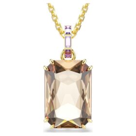 Pendentif Millenia, taille octogonale, couleur caramel, plaqué or