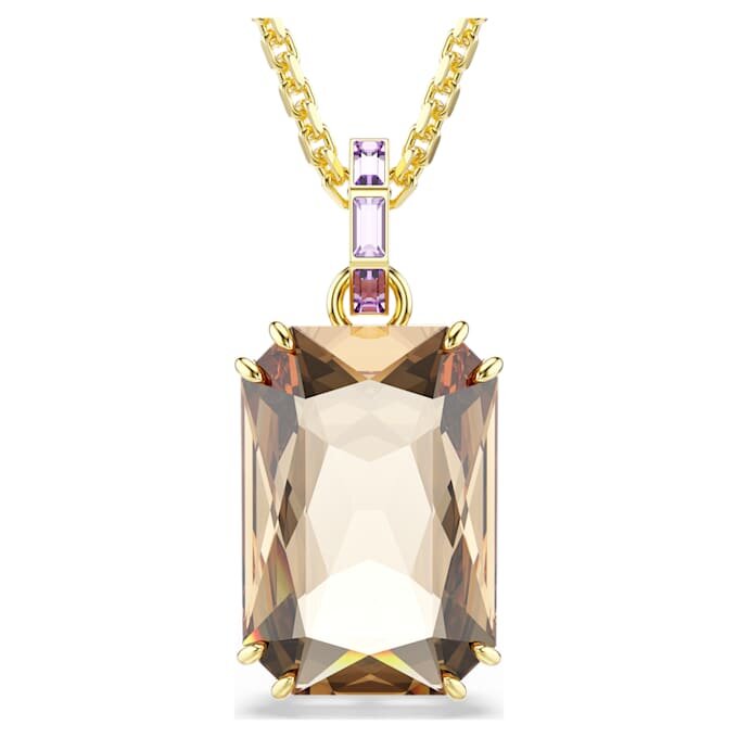 Pendentif Millenia, taille octogonale, couleur caramel, plaqué or Pendentif Millenia, taille octogonale, couleur caramel, plaqué or