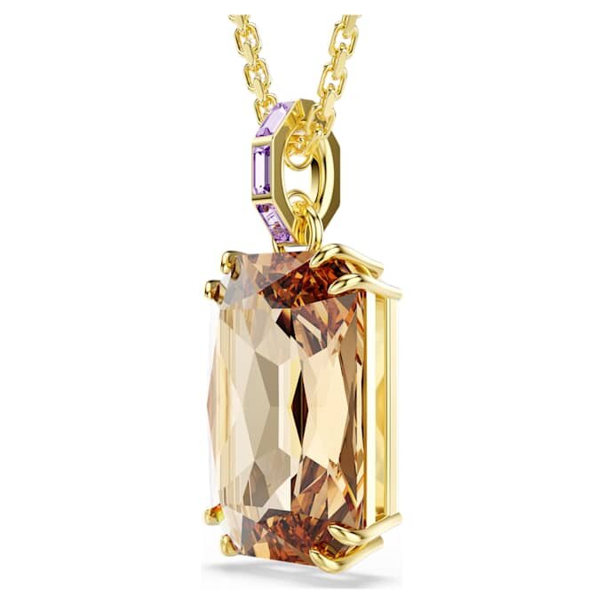 Pendentif Millenia, taille octogonale, couleur caramel, plaqué or Pendentif Millenia, taille octogonale, couleur caramel, plaqué or