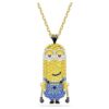 Pendentif Minions Kevin pavé, multicolore, plaqué or