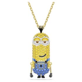 Pendentif Minions Kevin pavé, multicolore, plaqué or