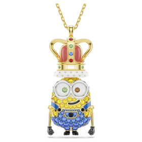 Pendentif Minions King Bob pavé, multicolore, plaqué or