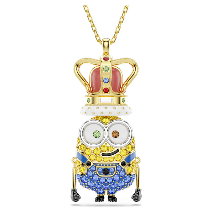 Pendentif Minions King Bob pavé, multicolore, plaqué or Pendentif Minions King Bob pavé, multicolore, plaqué or