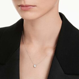 Pendentif octogonal avec diamants synthétiques 0,5 ct au total, forme octogonale, or blanc 14 carats