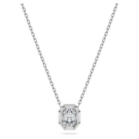 Pendentif octogonal avec diamants synthétiques 0,5 ct au total, forme octogonale, or blanc 14 carats