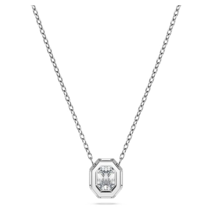 Pendentif octogonal avec diamants synthétiques 0,5 ct au total, forme octogonale, or blanc 14 carats Pendentif octogonal avec diamants synthétiques 0,5 ct au total, forme octogonale, or blanc 14 carats